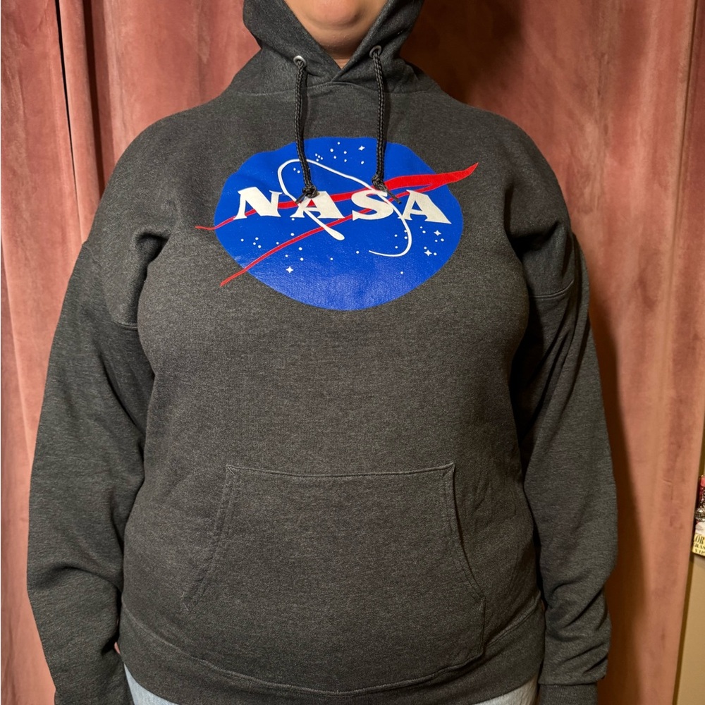 NASA Logo Dark Gray Hoodie - Blue/Red Graphic